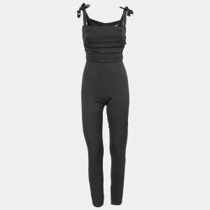 Dolce & Gabbana Black Stretch Silk Draped Jumpsuit S
