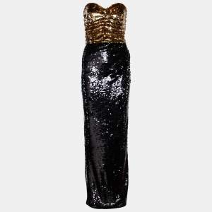 Pre Owned Dolce & Gabbana Black Sequined Strapless Dress S
