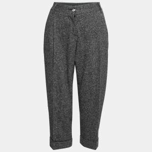 Pre Owned Dolce & Gabbana Grey Tweed Cropped Pants M