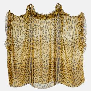 Pre Owned Dolce & Gabbana Yellow Animal Print Silk Kaftan Dress M