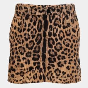 Pre Owned Dolce & Gabbana Beige Animal Print Corduroy Mini Skirt M