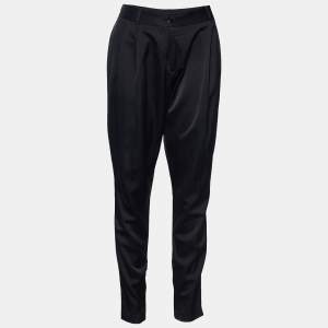 Pre Owned Dolce & Gabbana Black Satin Tapered Trousers M