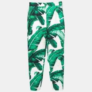 Dolce & Gabbana Green Banana Leaf Print Jacquard Trousers S