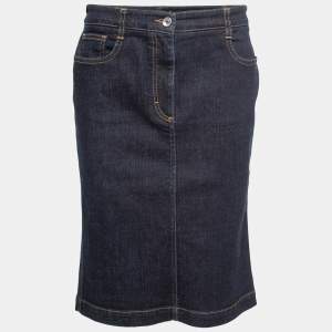 Pre Owned Dolce & Gabbana Deep Blue Denim Pencil Skirt L