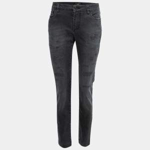 Pre Owned Dolce & Gabbana Dark Grey Faded Stretch Denim jeans L Waist 32"