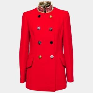Dolce & Gabbana Red Wool Double-Breasted Coat M