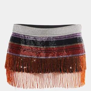 Pre Owned Dolce & Gabbana Vintage Multicolor Sequin Embellished Micro Skirt M