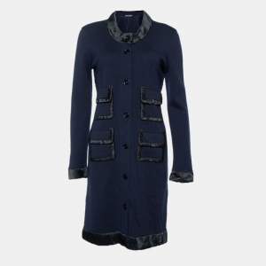 Pre Owned Dolce & Gabbana Navy Blue Rib Knit Coat Dress S