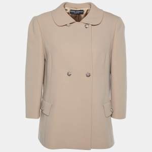 Pre Owned Dolce & Gabbana Beige Wool Button Front Jacket L