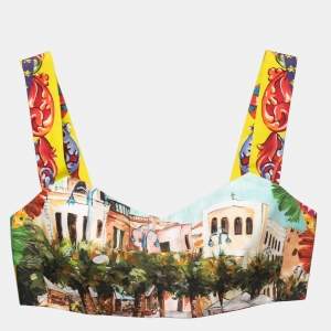 Pre Owned Dolce & Gabbana Multicolor Stampa Print Cotton Crop Top S