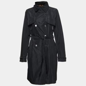 Dolce & Gabbana Black Synthetic Belted Trench Coat L