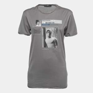 Pre Owned Dolce & Gabbana Grey Cotton Marlon Brando Print T-Shirt M