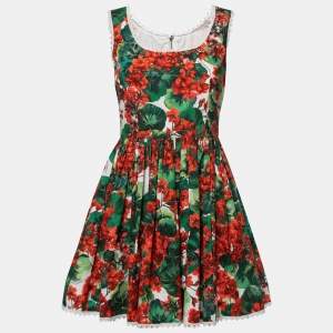 Dolce & Gabbana Red Floral Printed Cotton Sleeveless Mini Dress S