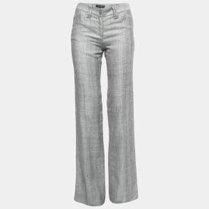 Dolce & Gabbana Blue Textured Linen Blend Trousers S