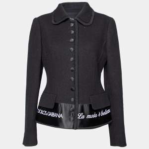 Dolce & Gabbana Black Wool & Silk Button Front Jacket M