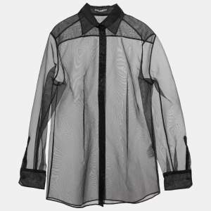 Pre Owned Dolce & Gabbana Black Nylon Transparent Full Sleeve Shirt M