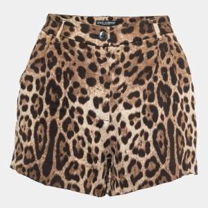 Dolce & Gabbana Brown Animal Print Crepe Shorts S