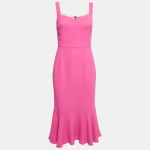 Pre Owned Dolce & Gabbana Pink Crepe Sleeveless Midi Dress S