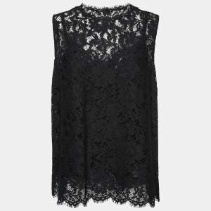 Pre Owned Dolce & Gabbana Black Lace Oversized Sleeveless Top XL