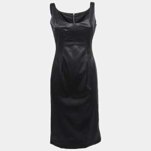 Pre Owned Dolce & Gabbana Black Stretch Satin Sleeveless Short Dress M