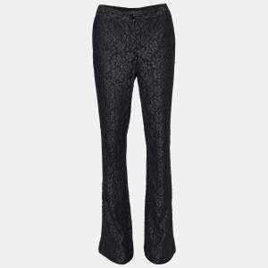 Pre Owned Dolce & Gabbana Black Floral Lace Flared Leg Pants M
