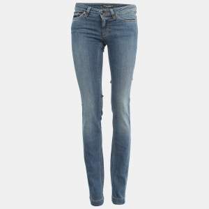 Pre Owned Dolce & Gabbana Blue Washed Denim Cute Jeans XS Waist 28"