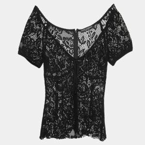 Pre Owned Dolce & Gabbana Black Crochet Knit Top S