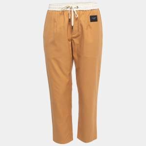 Pre Owned Dolce & Gabbana Orange Cotton Drawstring Capri Pants L