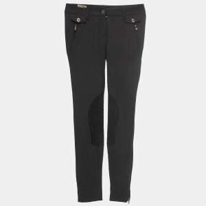 Dolce & Gabbana Black Wool Suede Trimmed Slim Fit Trousers XS