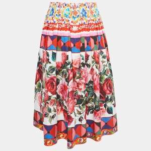 Pre Owned Dolce & Gabbana Multicolor Mambo Print Cotton Flared Skirt M