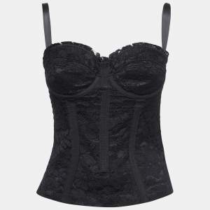 Pre Owned Dolce & Gabbana Black Lace Bustier Top M