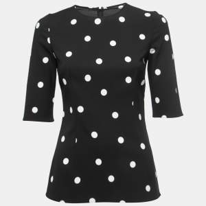 Pre Owned Dolce & Gabbana Black Polka Dot Print Crepe Blouse S