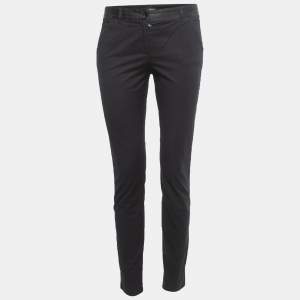Pre Owned Dolce & Gabbana Black Cotton Zip Hem Detail Pants S