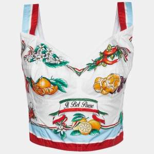 Pre Owned Dolce & Gabbana White Bel Paese Printed Cotton Cami Top M