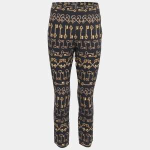 Dolce & Gabbana Black Key Print Crepe Slim Fit Pants M
