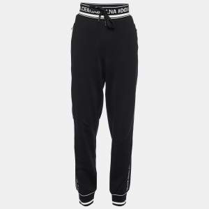 Dolce & Gabbana Black Logo Cotton Knit Joggers M