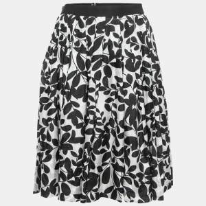 Pre Owned Dolce & Gabbana Black/White Printed Silk Mini Skirt M