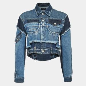 Dolce & Gabbana Blue Patched Denim Cropped Jacket XS