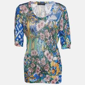 Pre Owned Dolce & Gabbana Multicolor Printed Knit T-Shirt L