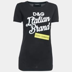 Pre Owned Dolce & Gabbana Black Printed Cotton T-Shirt S
