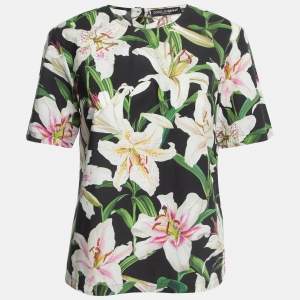 Pre Owned Dolce & Gabbana Multicolor Floral Print Cotton Blouse M