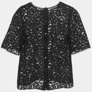 Pre Owned Dolce & Gabbana Black Floral Lace Relaxed Fit Blouse M