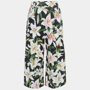 Dolce & Gabbana Multicolor Floral Print Cotton Wide Leg Trousers M
