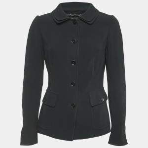 Pre Owned Dolce & Gabbana Black Crepe Buttoned Jacket S