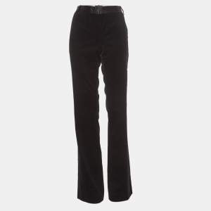 Pre Owned Dolce & Gabbana Black Velvet Trousers M