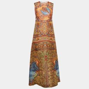 Pre Owned Dolce & Gabbana Multicolor Print Silk Sleeveless Maxi Dress S