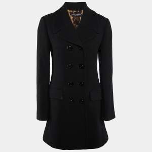 Dolce & Gabbana Black Wool Double-Breasted Coat S