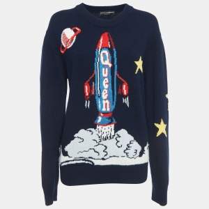 Dolce & Gabbana Navy Blue Spaceship Wool Sweater M