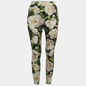 Pre Owned Dolce & Gabbana Multicolor Floral Printed Silk Trousers S