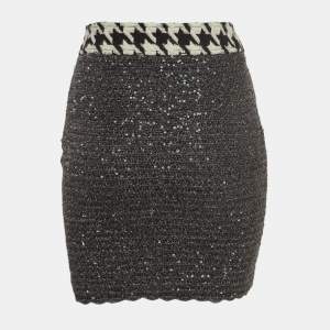Pre Owned Dolce & Gabbana Grey Cotton Blend Sequin Detail Mini Skirt S